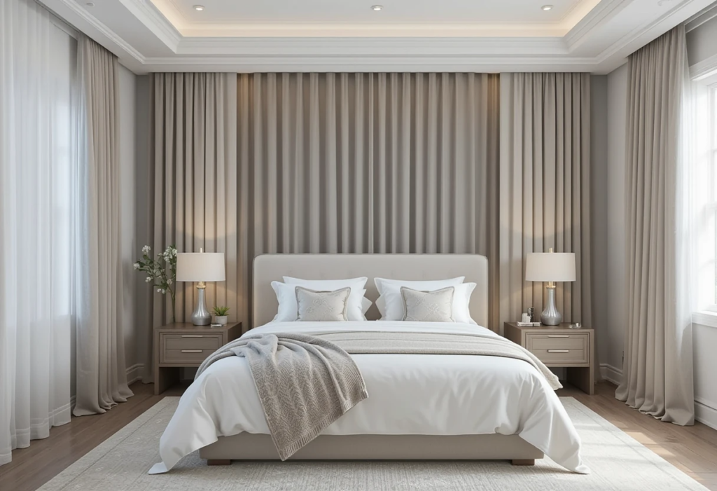 Best Neutral Curtains for a Grey and White Bedroom