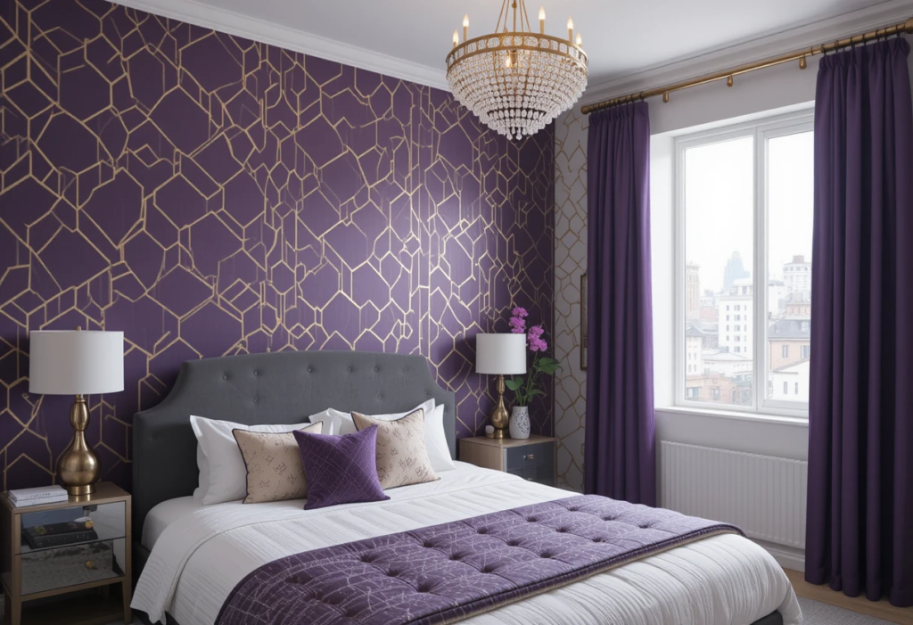 Dark purple wallpaper decor ideas
