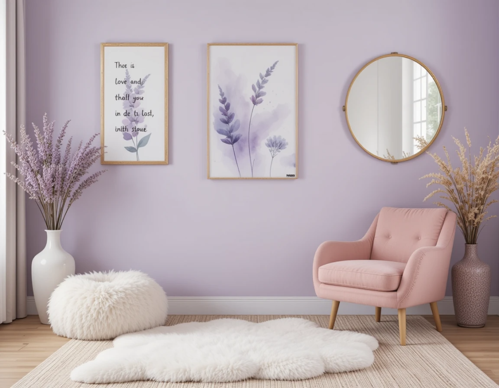 light purple wallpaper bedroom decor